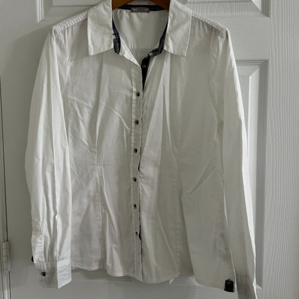 Tex Women's White Button-Down Shirt, Size 48, USA XL